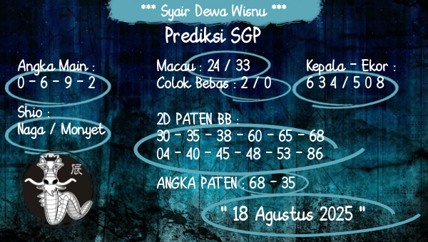 Syair Dewa Wisnu - Prediksi SGP